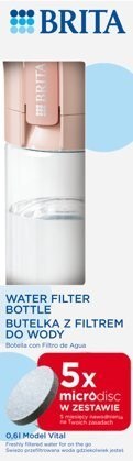 Butelka filtrująca Brita Vital + 5 filtrów MicroDisc (pastelowa brzoskwinia)