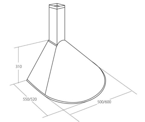 Okap kominowy AKPO WK-5 RONDO TURBO 50 BIAŁY (500mm, kolor biały) (WYPRZEDAŻ)