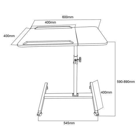 MACLEAN MOBILNE BIURKO/STAND NA LAPTOP, BIAŁE, REGULACJA WYSOKOŚĆ 59-89CM, MAX. 30KG MC-121 W
