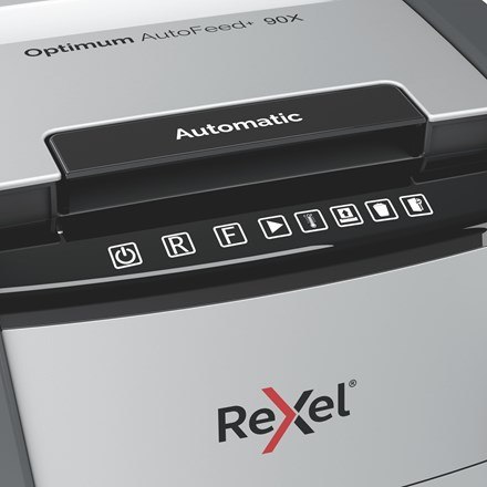 Rexel Niszczarka Optimum AutoFeed+ 90X, (P-4), 90 kartek, 34 l kosz (WYPRZEDAŻ)