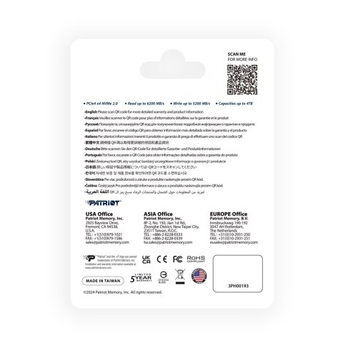 SSD Patriot Viper P400 V4 M.2 PCI-Ex4 NVMe 1TB 6GB/s