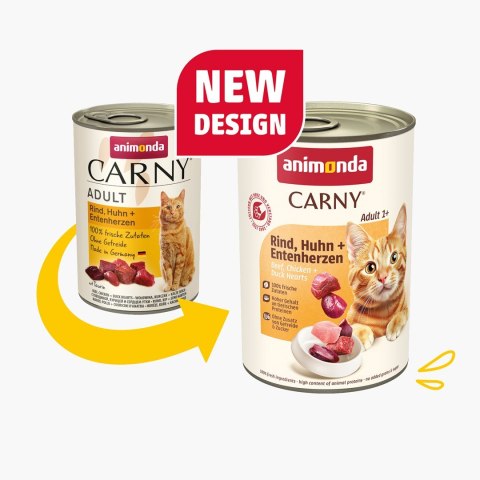 ANIMONDA Carny Adult wołowina, kurczak i kacze serca - mokra karma dla kota - 400 g