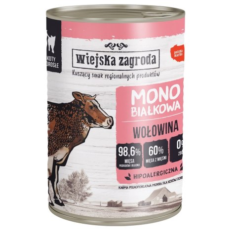 Wiejska Zagroda Monobiałkowa dla kota Wołowina 400g