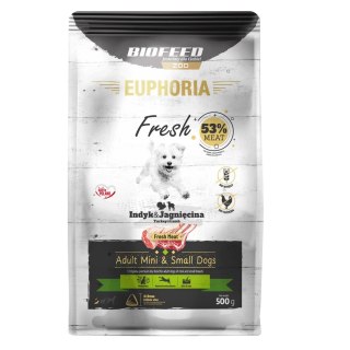 BIOFEED Euphoria fresh meat adult indyk/jagnię xs/s 0,5kg