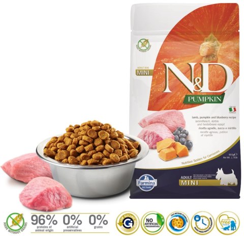 FARMINA N&D Pumpkin Dog Lamb & Blueberry Adult Mini - sucha karma dla psa - 800 g