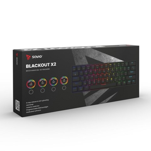 SAVIO KLAWIATURA MECHANICZNA BLACKOUT X2 OUTEMU RED HOT SWAP