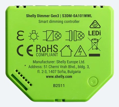 Ściemniacz oświetlenia LED z WiFi Shelly Dimmer Gen3