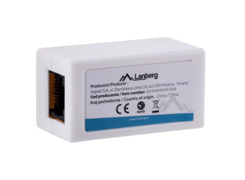 LANBERG ZŁĄCZKA SIECIOWA PRZELOTKA 2X RJ45 KAT.6 UTP AD-RJ45-RJ45-OU6