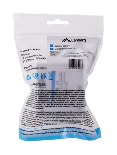 Gniazdo natynkowe Lanberg OU6-0002-W (RJ-45; UTP; kolor biały)