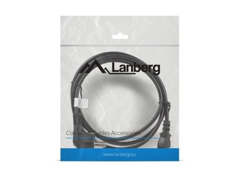 Kabel Lanberg CA-C13C-11CC-0018-BK (C13 / IEC C13 / IEC 320 C13 F - Schuko M; 1,8m; kolor czarny)