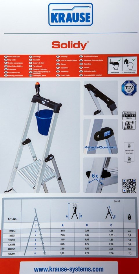 SOLIDY Drabinka wolnostojąca 4 stopnie KRAUSE (WYPRZEDAŻ)