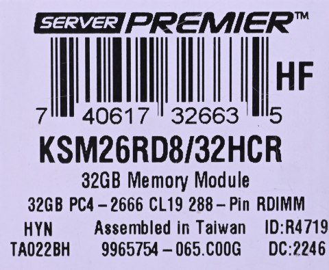 Kingston RDIMM 32GB DDR4 2Rx8 Hynix C Rambus 2666MHz PC4-21300 KSM26RD8/32HCR