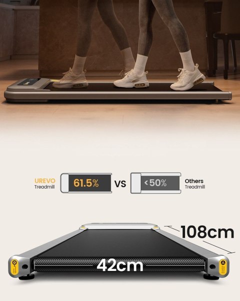 Bieżnia Urevo U1 Smart Walkingpad + Biurko regulowane elektrycznie TUCKANO czarny/orzech