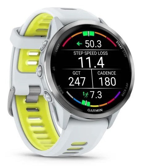 Zegarek sportowy Garmin Forerunner 970 47mm, whitestone/amp yellow