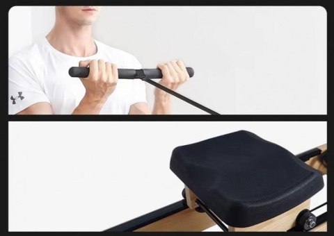 Wioślarz wodny drewniany MERACH MR-902/YS, bluetooth&app, naturalny kolor drewna (WYPRZEDAŻ)