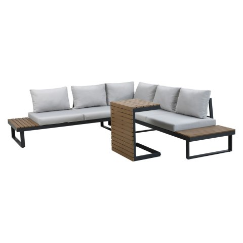 Zestaw ogrodowy wypoczynkowy narożny lub 2 sofy + stolik MARBELLA szary