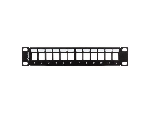 LANBERG PATCH PANEL PUSTY 12 PORT 1U 10" Z ORGANIZEREM DO MODUŁÓW KEYSTONE CZARNY PPKS-9112-B