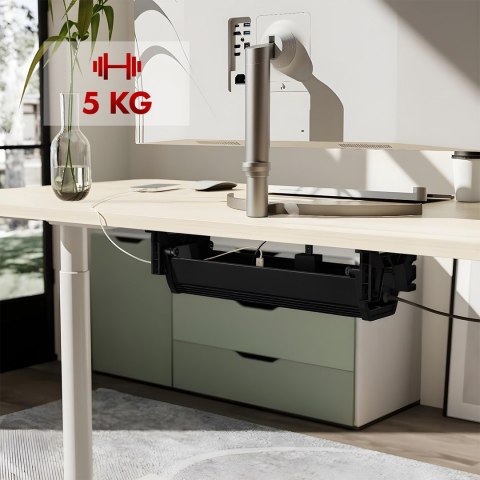 MACLEAN ORGANIZER PODBIURKOWY NA KABLE/ PRZEDŁUŻACZ MACLEAN, MAX. OBCIĄŻENIE 5KG, CARNY MC-106 B