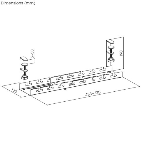 MACLEAN ORGANIZER PODBIURKOWY NA KABLE, MAX. OBCIĄŻENIE 5KG, MAX. 728MM, BIAŁY MC-103 W