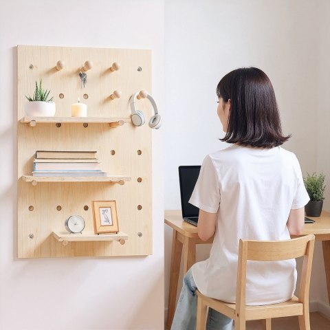 MACLEAN DREWNIANA TABLICA ORGANIZER, KOLOR JASNE DREWNO, 40X60 CM, MAX. 20 KG MC-130 WD