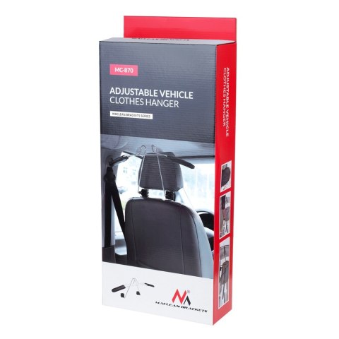 MACLEAN UNIWERSALNY SAMOCHODOWY WIESZAK NA UBRANIA MONTOWANY DO ZAGŁÓWKA MC-870
