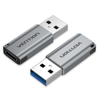 Adapter USB 3.0 Vention USB-A do USB-C szary stop aluminium
