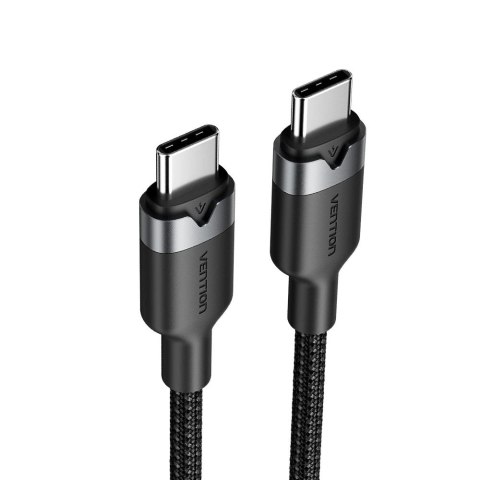 Kabel USB-C do USB-C Vention w oplocie 3A 480Mbps 60W PD 2m czarny