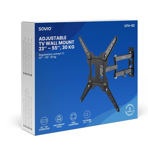 SAVIO REGULOWANY UCHWYT TV UTV-03 23''- 55'' 30 KG