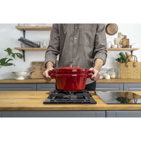 Zestaw 2 naczyń żeliwnych z pokrywką STAUB 40508-384-0 - czerwony 24 cm