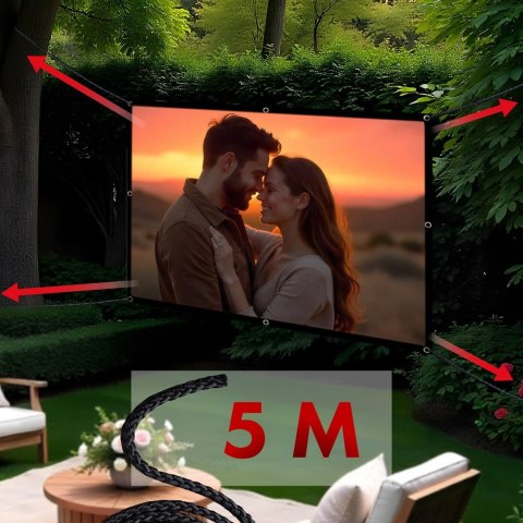 MACLEAN EKRAN PROJEKCYJNY 84", 175X131CM, , OBRAMOWANIE 25MM 4:3, HACZYKI DO NACIĄGU MC-166