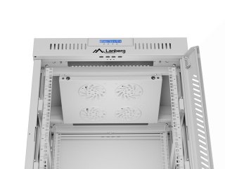 LANBERG SZAFA RACK STOJĄCA 19" 15U 600X600 SZARA DRZWI SZKLANE LCD V2 (FLAT PACK)