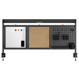 Przegroda biurkowa / organizer Ergo Office, max. obciążenie 10kg, biała i korkowa tablica, szerokość 1250mm, czarna,ER-300 B