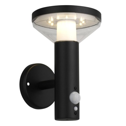 Kinkiet solarny LED Maclean MCE455 B, czujnik, 3 tryby świecenia, IP44, Bateria Li-ion 18650 3,7V 1200 mAh, czarny