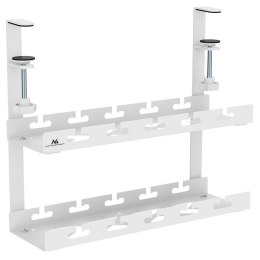 Organizer podbiurkowy na kable Maclean MC-104 W, max. obciążenie 5kg, 2 poziomy, biały