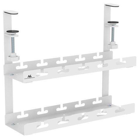Organizer podbiurkowy na kable Maclean MC-104 W, max. obciążenie 5kg, 2 poziomy, biały