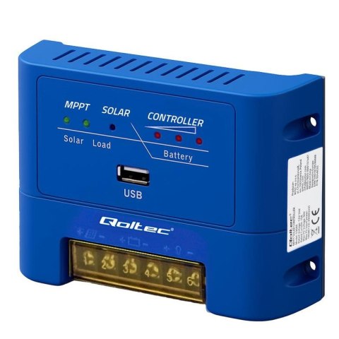 Regulator ładowania MPPT Qoltec solarny 15A do zasilania odbiorników DC i ładowania akumulatorów 12V/24V | AGM | GEL | LiFePO4