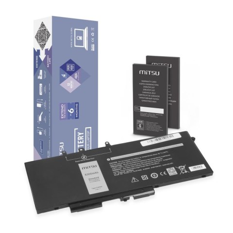 Bateria Mitsu do notebooka Dell Latitude 5280, 5480, 5490, 5590, GJKNX (7.4V-7.6V) (6300 mAh)