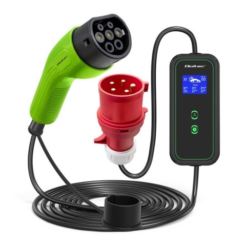 Ładowarka Qoltec do samochodu elektrycznego EV 2 w 1 typ2 | 7kW | 230V | Cee 3 PIN
