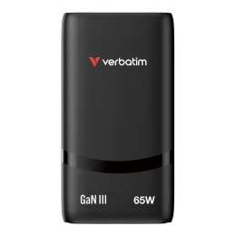 Ładowarka sieciowa Verbatim GaN Fold 'n' Go 65W 2xUSB-C PD 3.0 czarna