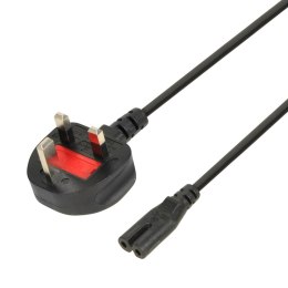 Kabel zasilający iBOX IKZ3 VDE, 1,8m, IEC320 C7, wtyczka UK