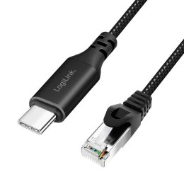 Kabel adapter LogiLink CU0410 Ethernet USB 3.2, C/M do RJ45/M, aktywny, 1 m
