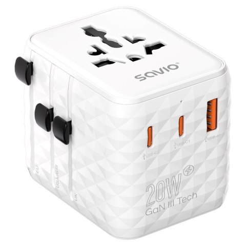 Adapter podróżny Savio AP-08 20W uniwersalny