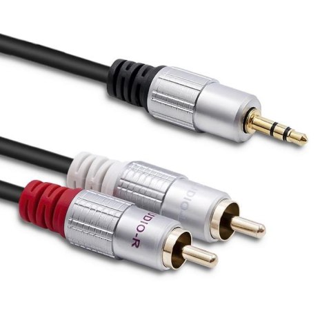 Kabel Qoltec 2xRCA / Mini Jack 3.5mm | 3m | Czarny