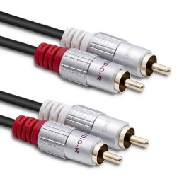 Kabel Qoltec 2xRCA męski / 2xRCA męski | 1m | Czarny