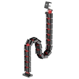 Maskownica do biurka, organizer kabli Nano RS125, 1345mm, czarno czerwony