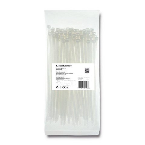 Opaska zaciskowa Qoltec | 4,8*200 | 100szt | nylon UV | Biała