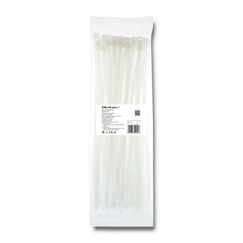 Opaska zaciskowa Qoltec | 7.2*350 | 50szt | nylon UV | Biała