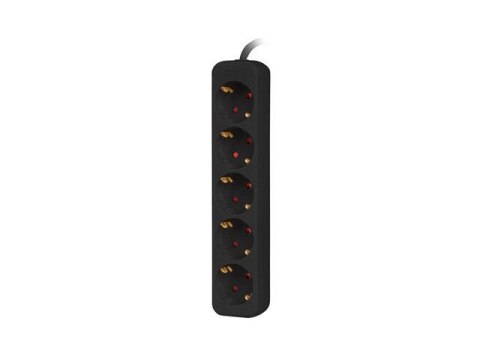 Listwa przedłużacz Lanberg 3m czarna 5x 230V Schuko, kabel wykonany z pełnej miedzi