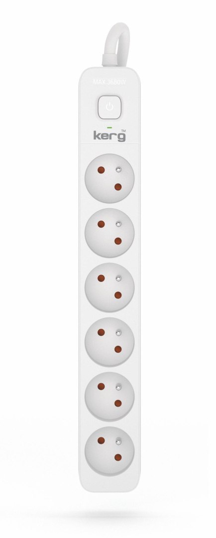 Przedłużacz KERG M02409 1,5m 3×1,5MM2 H05VV-F 16A/250V biały