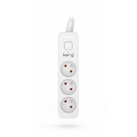 Przedłużacz KERG z wyłącznikiem M02380 3-gniazdowy 3m 3×1,5mm2 H05VV-F 16A/250V biały